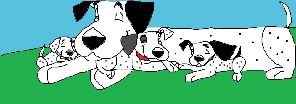 Pongo And 3 Beautiful Pups