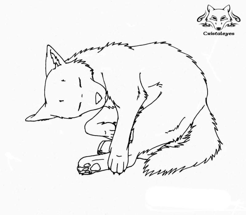 Lineart sleeping wolf