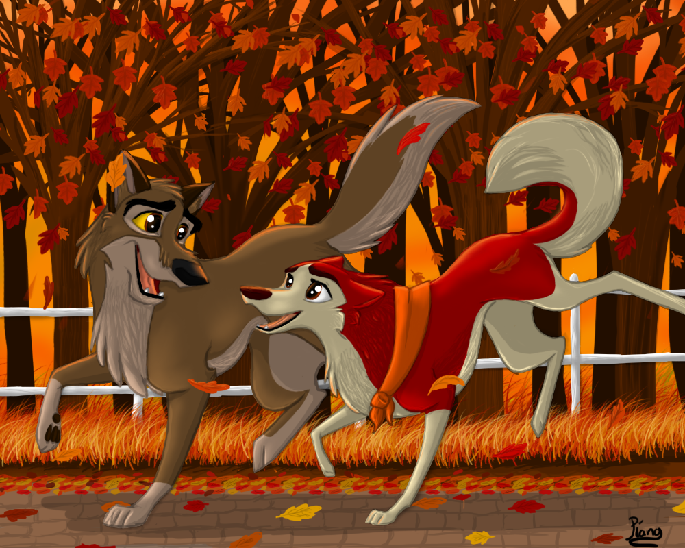 Jenna and Balto an Autumn Run