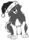 Greyscale picture of the red faced pup