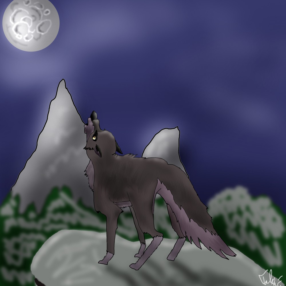 Balto howling on the moon