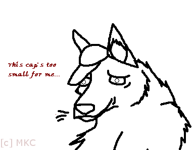 JC's cap is too small. -- MS Paint sketch