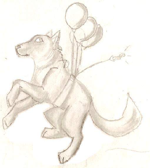 wolfey and balloons