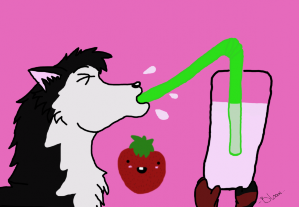 Strawberry milk attack. Request Ramona's Rose.