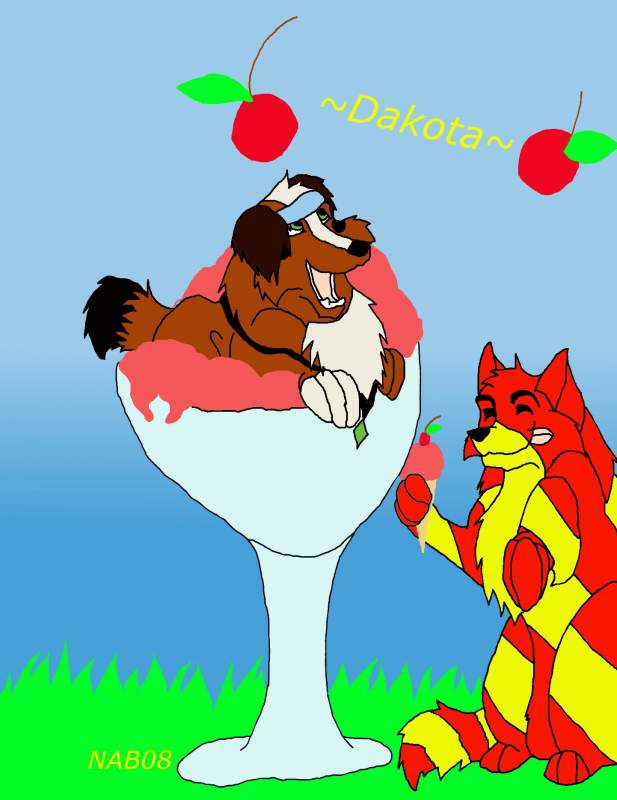 Dana and Macca enjoying ice cream
