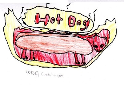 a hot dog hoping its not eatin 