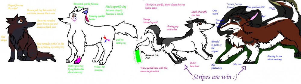 My fursona through the ages weee