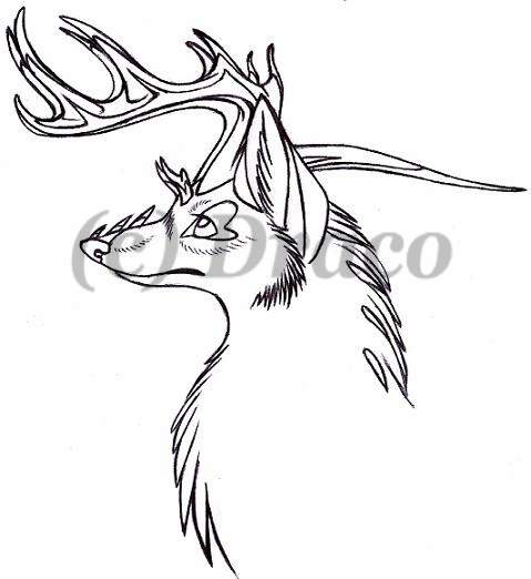 Stag Wolf Lineart