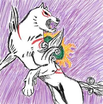 Okami from the cover of the video game.