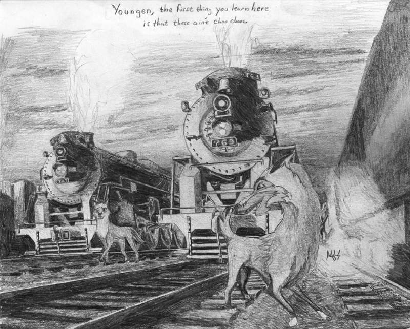 Old wolf and new husky...railroad style.