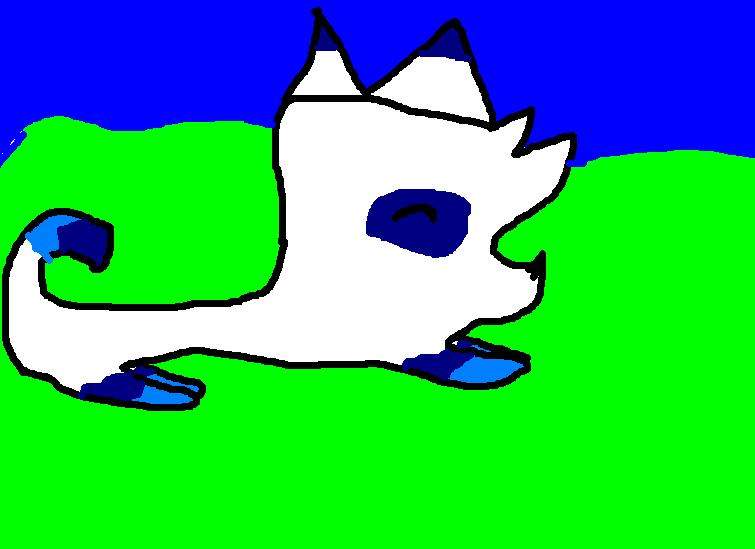 Snowflake asleep outside.