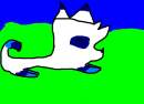 Snowflake asleep outside.