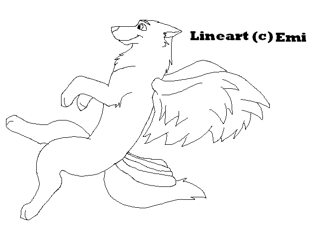 Winged Wolf lineart