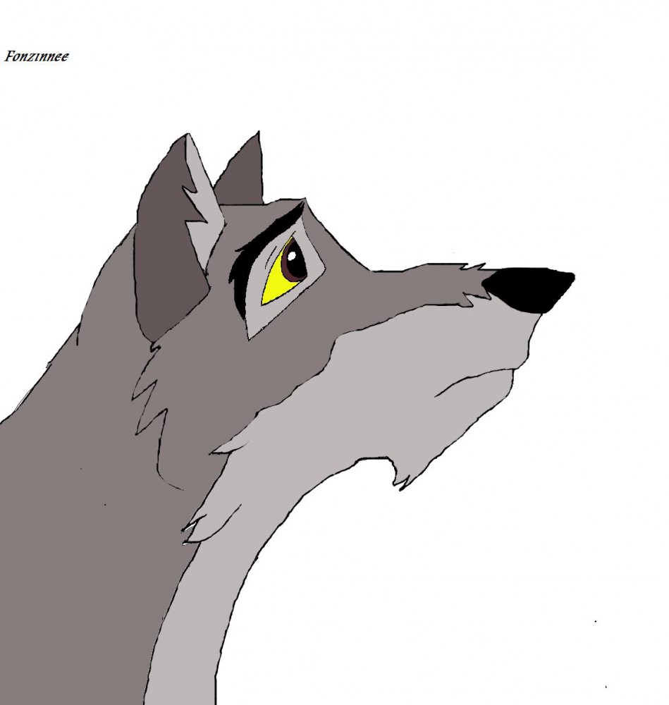 Balto drawing on paper colored with GIMP