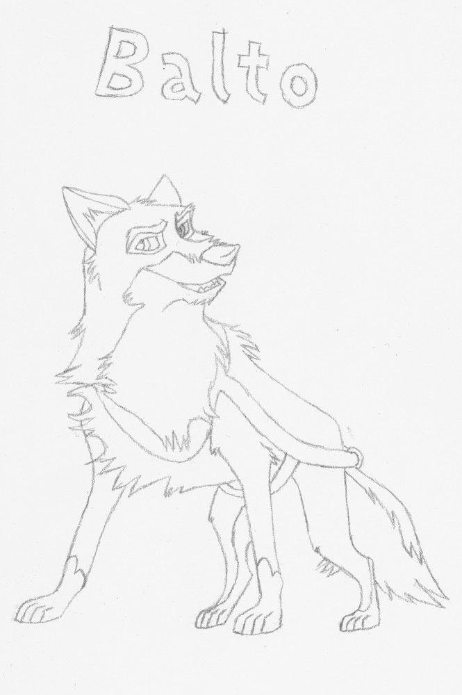 Original drawing of Balto in the Moonlight