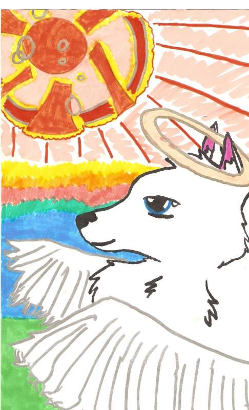White wolf with wings