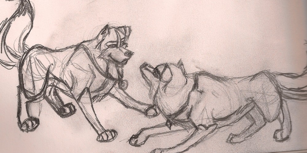 Koyuk and Sienna playing