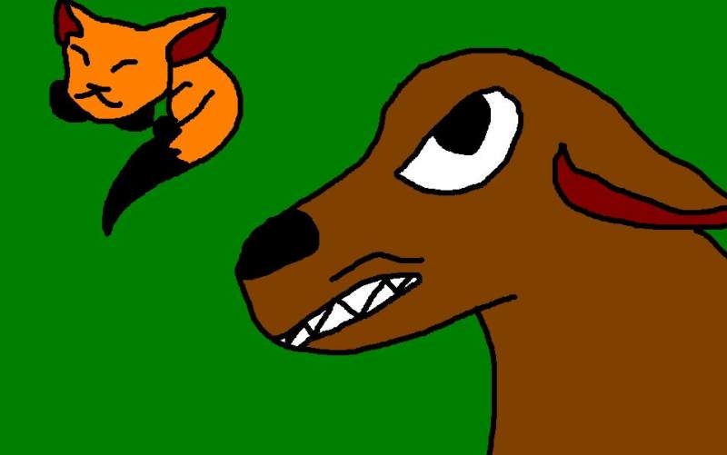 dog growling at a cat