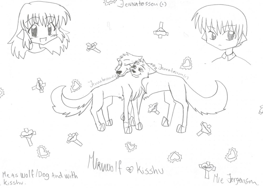 Me and my mate Kisshu as humans and dog/wolfs.