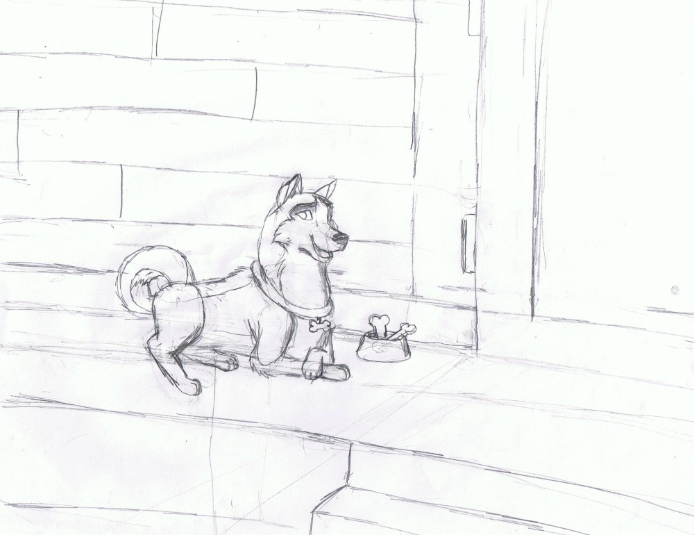 Saba outside the bakery.