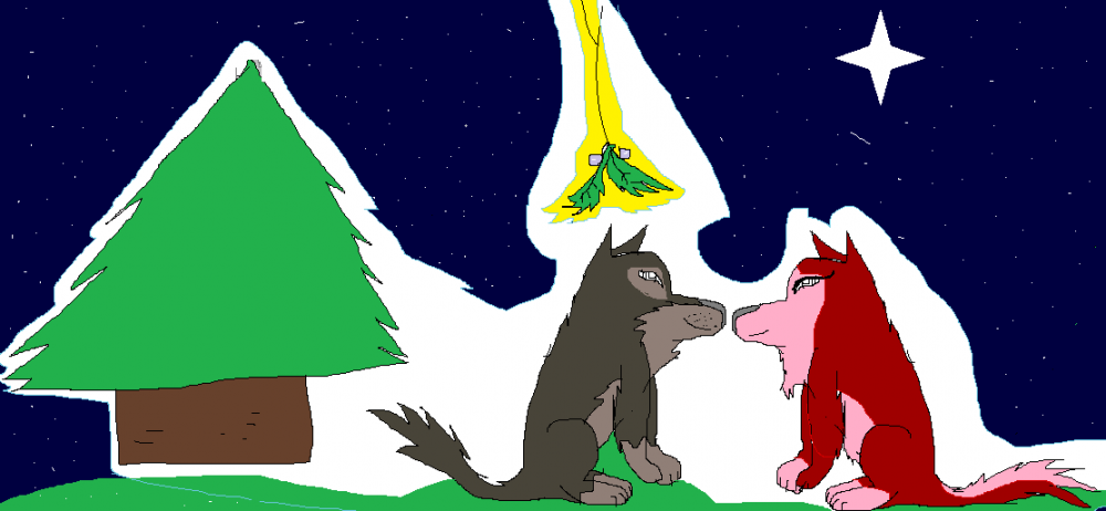 Blato and Jenna under some mistletoe