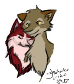 Sketch of Balto and Jenna
