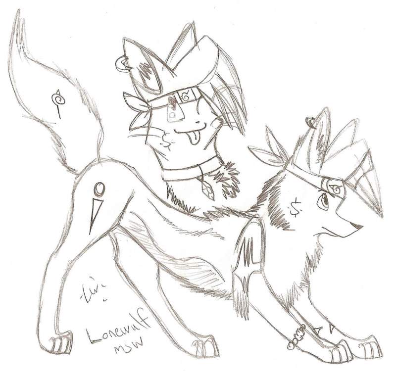 Kitty and wolfeh sketch me