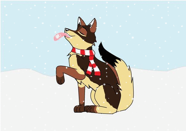 one paw eating snowfakes:) 