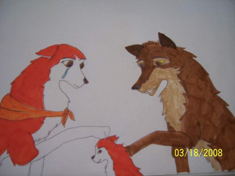 Balto and Jenna good bye to one of their pups 