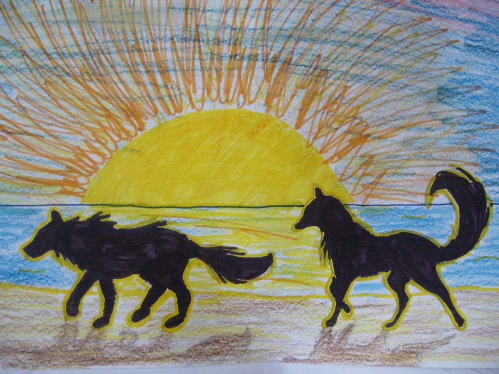Balto and Jenna in the sunset