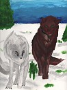 Two wolves (painted)