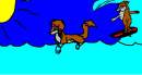 Princess Kira and a surfin dog
