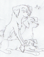 old drawing of Nudge's siblings