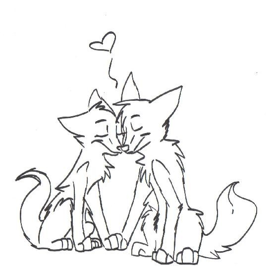-Wolf Couple Lineart/Coloring Page-