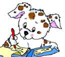 a cute dalmation writting