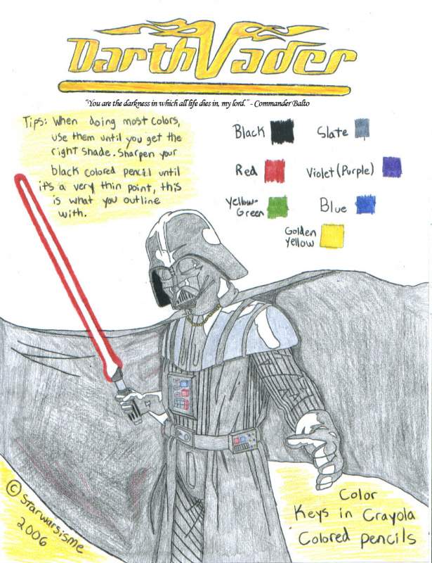 Darth Vader coloring guide