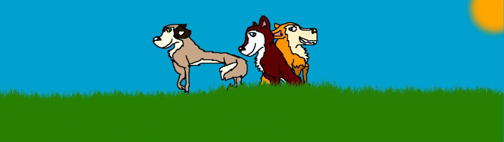 Me as a wolf (gold wolf) friend (red) and aleu