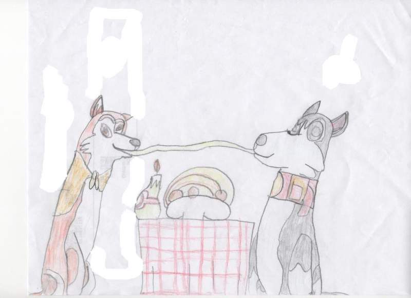 Steele and Jenna doing that Lady and the tramp sce