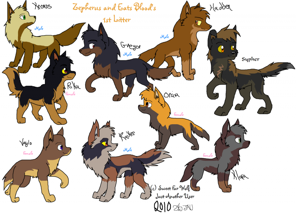 Zepherus and Eats Blood's pupies :D