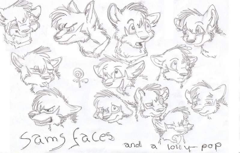 sams faces!!! ...and a lolly pop XD