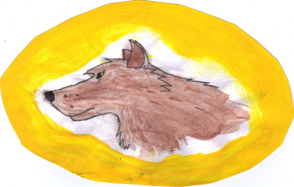 An old wolf painting