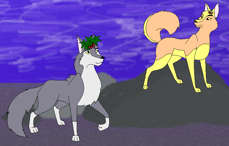Athera and her mate Kondo. My Christmas drawing.