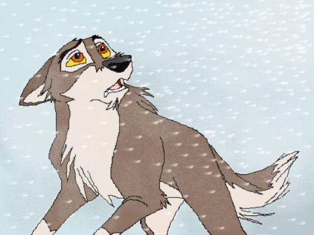 Balto in snowstorm.