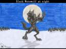 Black werewolf at night