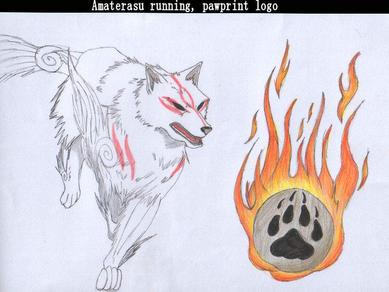 Okami Amaterasu run paw logo