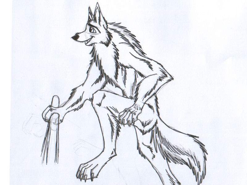 Anthro wolf sketch