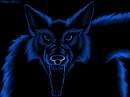 Snarling blue werewolf