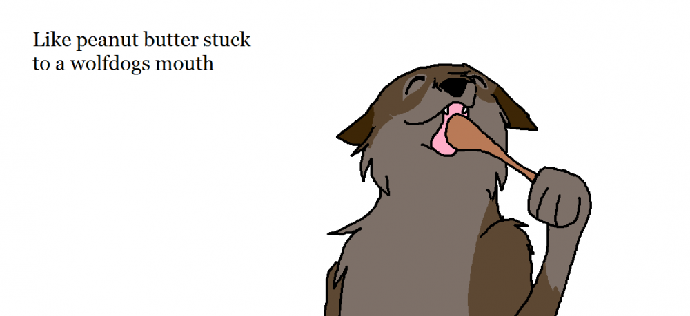 Like a dog with peanut butter