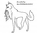 Wolf Traveling While Carrying A Pup LineArt