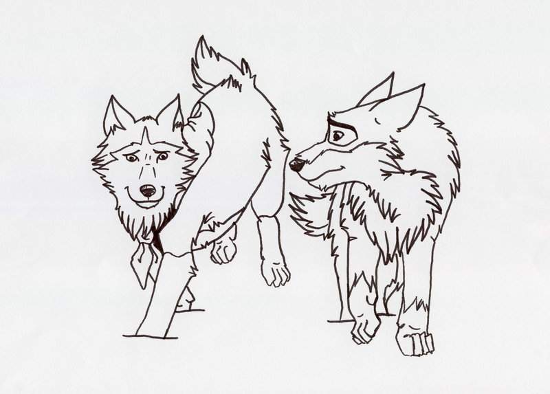 Balto and Jenna Lineart